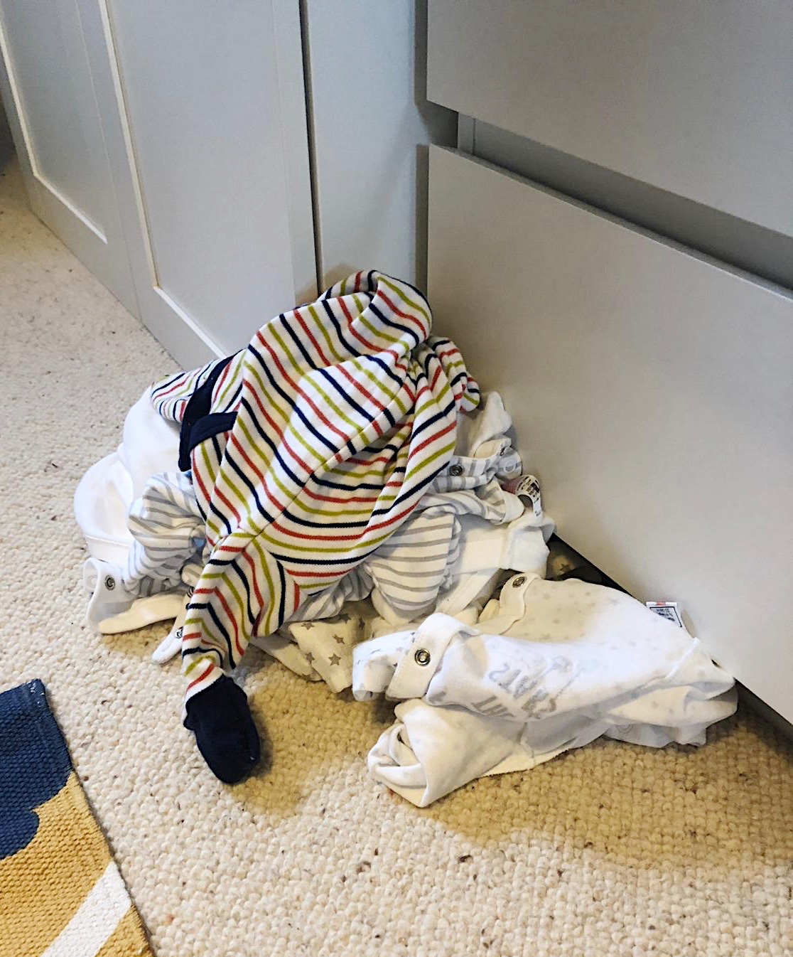 Messy clothes on the floor