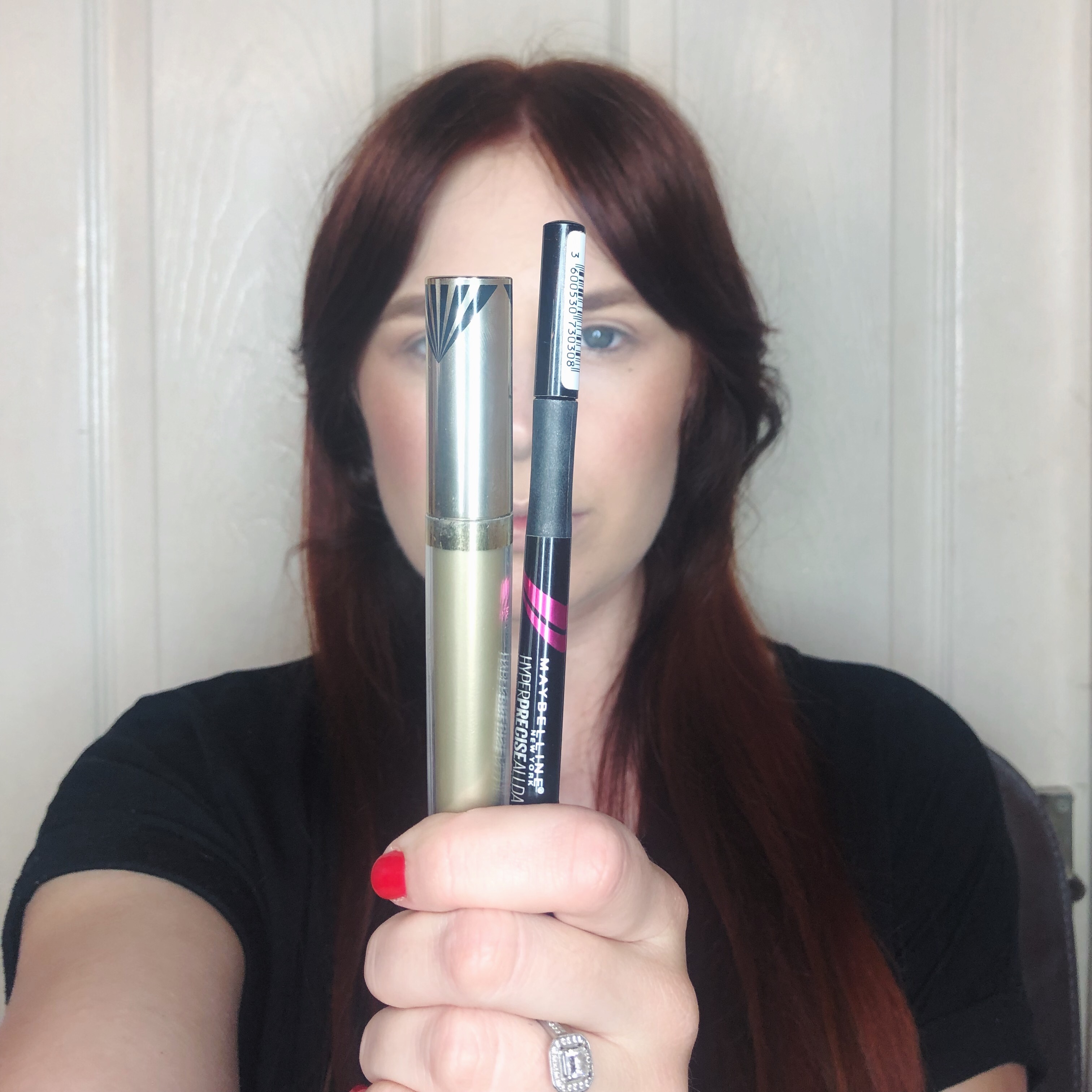 Mascara and eyeliner 